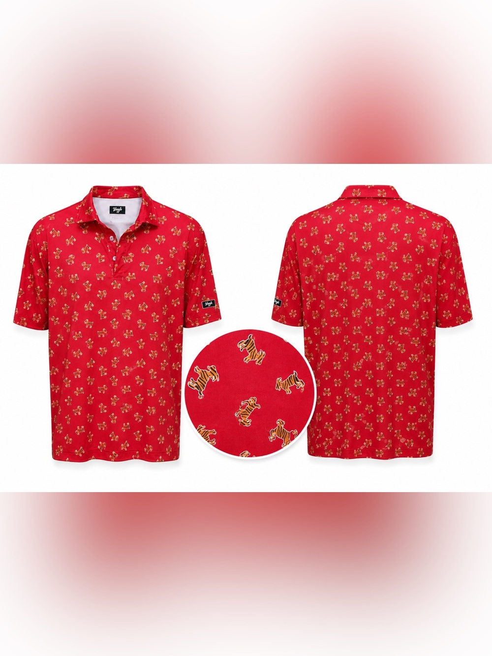 SOLD: Mercari. β³οΈ Waggle Tiger Print Golf Polo Shirt XL Performance Stretch - Picture 2 of 6